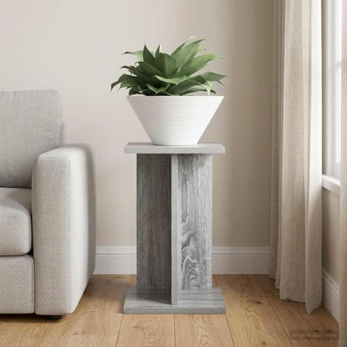sephironlbb Supporto per piante in legno Sonoma grigio, 25 x 25,5 x 40,5 cm, moderno scaffale per piante per soggiorno, scala per fiori e sgabello per piante con più livelli