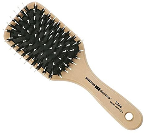 HERCULES SÄGEMANN - 9246 Paddle Brush | Pflegende Naturhaarbürste | Wildschweinborsten Bürste mit Polyamidstiften | Pflegebürste für lange Haare | Helles Holz