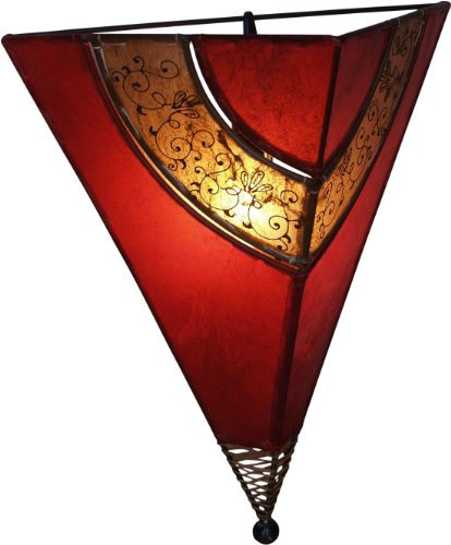 GURU SHOP Henna Lampe, Leder Wandlampe/Wandleuchte - Venus Oriental, Rot, Farbe: Rot, 48x38x20 cm, Wandleuchten