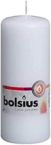 Bolsius Glatte Stumpenkerzen - Weiß - Set 10 Stück - Dekorative Haushaltkerzen - Länge Brenndauer 42 Stunden - Unparfümierte - Natürliches Pflanzenwachs - 15 x 6 cm