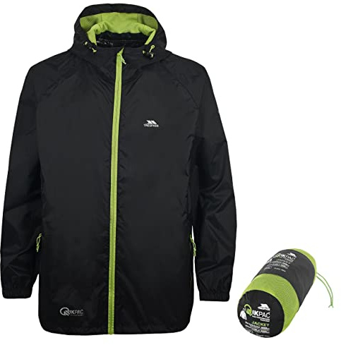 Trespass Unisex Erwachsene Qikpac Jacket Kompakt Zusammenrollbare Wasserdichte Regenjacke, Schwarz (Black), XS