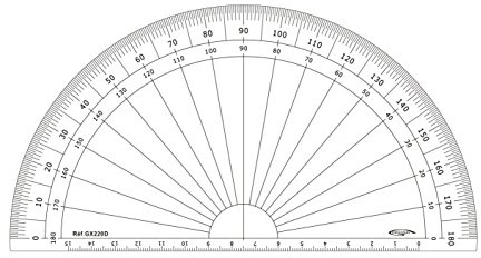 GRAPHOPLEX Rapporteur 1/2 cercle 22cm degrés Transparent