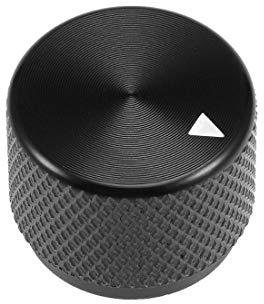 sourcing map 20x15.5mm Aluminium Alloy Potentiometer Volume Control Rotary Knob Knurled Shaft Hole Black,for 6mm Diameter Shaft Guitar Volume Knob.