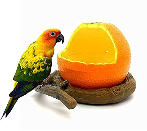 Pxlucky Birds Feeder Bowl,Bird Food Feeding Bowl Feed Cup for Small Parrots Cockatiels Conure Hamster Small Animal Drinking Water Container for Birds Cage Accessories,Orange