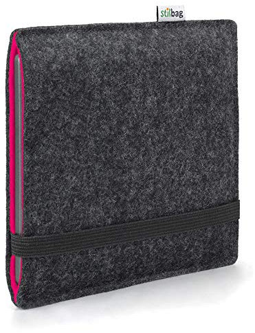 stilbag e-Reader Hülle Finn für Amazon Kindle Oasis (10. Generation) | Wollfilz anthrazit/pink | Schutzhülle Made in Germany
