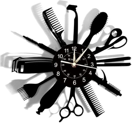 Smotly Orologio da Parete design, Barbiere Strumento di Clock Theme Record di Parete, a Mano Orologio Creativo Decorazione della Parete Barbiere Doni.