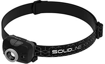 Ledlenser Solidline SH3, super helle LED Stirnlampe, robuste Sport- und Laufleuchte für den Kopf, 350 Lumen, 190 Meter Leuchtweite, wiederaufladbar mit Dual Power Source, Gestensteuerung, 1 Stk.