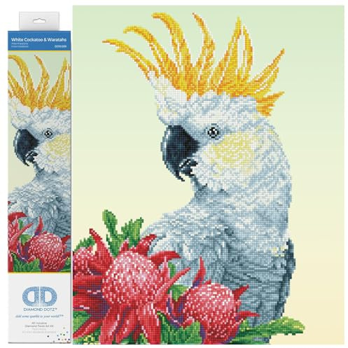 DIAMOND DOTZ DD10.059 - Original 5D Diamond Painting Set Kakadu, Kreativset mit 13.446 Diamant Mosaiksteinen, Malset ca. 41x51 cm, Detailreiches DIY Komplettset für Erwachsene und Kinder ab 8 Jahren, Mittel