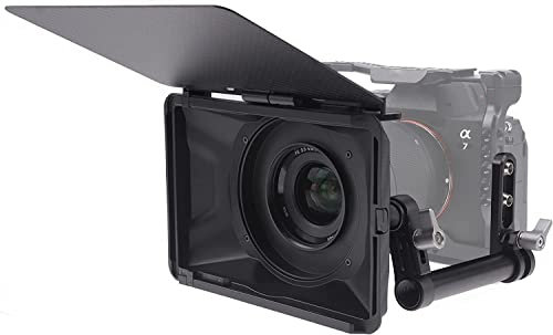 Hersmay Mini Matte Box 15mm Rod avec Bague d'adaptation de 67 mm/72 mm/77 mm/82 mm pour Appareil Photo Reflex numérique A7IV A7SIII A9 A6000 GH5 GH6 Z6 Z7 II R5 R5C M6 M50