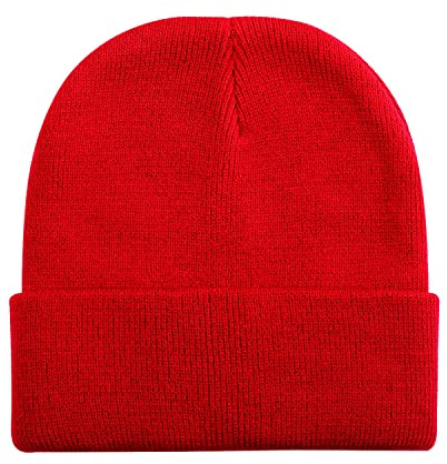 DOOVID Toddler Beanie Kids Warm Knit Beanie Hat Baby Boys Girls Knit Caps Classic Autumn Winter Hats Red