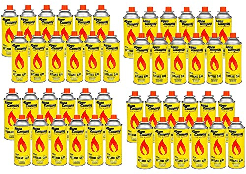 Alpen Camping Butangaspatron, gasflaska för gasspis, campingspis, bunsenbrännare, lödbrännare, 400 ml, EN417