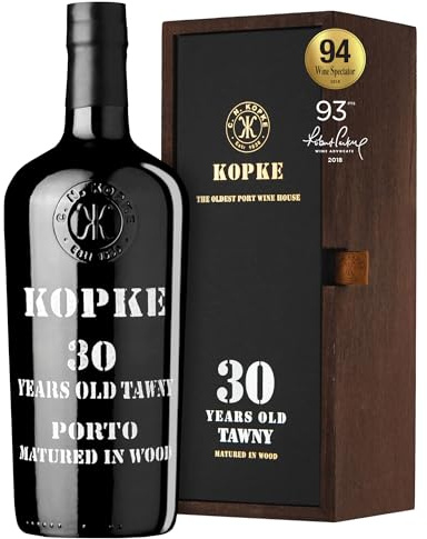 Kopke Porto Tawny 30 Ans – Vin de Porto Rouge Vieilli en Fût de Chêne | Vin de Dessert d’Exception en Bouteille Traditionnelle avec Coffret Cadeau en Bois | 0,75L, 20% Vol. – Idée Cadeau Élégante