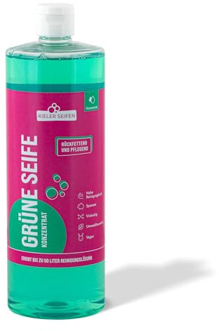 Kieler Seifen Grüne Seife flüssig 1 L Konzentrat vegan I Allzweckreiniger Schmierseife vielseitig nutzbar I Boden reinigen, Blattläuse bekämpfen