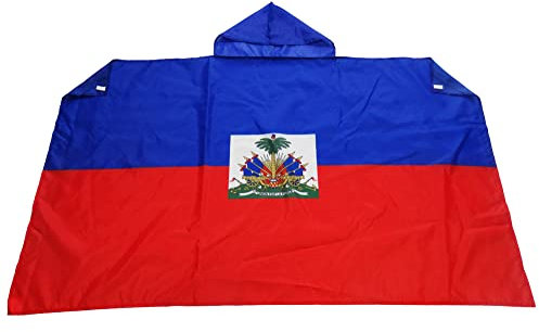 AZ FLAG Drapeau Haïti 150x90 cm - Cape Drapeau Haïtien 100% Polyester Avec Manches Intégrées - Body Flag 80g