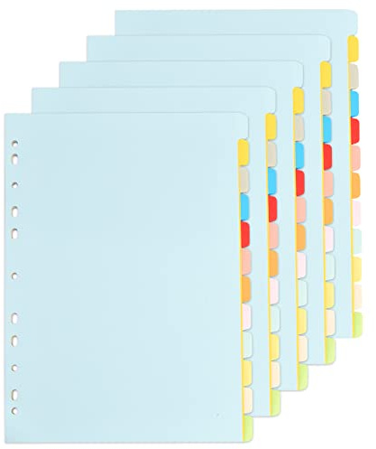 5 Sets Separadores de Archivadors, Separador de Cartón A4 12 Posiciones Extra Anchos, 150gsm, Reciclados Indice para Carpetas con 12 Colores Pestañas, Carpeta Divisora para 2 o 4 Anillas Oficina