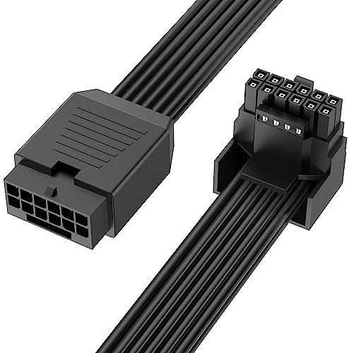 J&D PCI-E 5.0 Erweiterung Kabel, 30 cm Rechts Winkel 16-Pin (12+4) Mann zu Frau Erweiterung Kabel 16AWG 12VHPWR PCI-E 5.0 Für RTX 4090 4080 3090 Ti, Schwarz, Type A