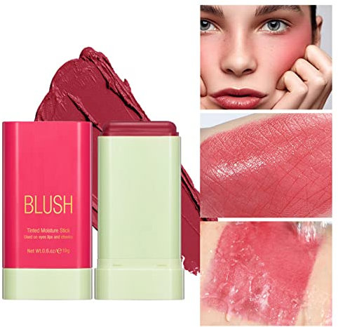Ofanyia Cream Blush Stick, Unique Roating Design Multi-Use Blush Stick for Lip and Cheek Tint, Lightweight Easy to Blend Natural Cream Blusher, Velvet Matte Texture Blush Face Stick, Cruelty Free