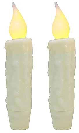 CVHOMEDECO. Äkta vaxljus, batteridrivna, batteridrivna, med LED-timer, primitiv rustik dekoration, 12 cm, elfenben, 2 st i ett paket.