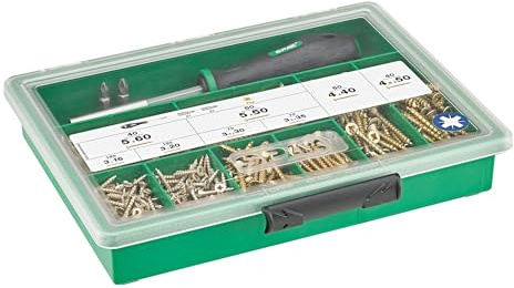 Spax - Ensemble de vis pour construction de meubles 630 pièces, assortiment de vis avec 8 dimensions, tête fraisée, cruciforme Z, YELLOX, tournevis et embouts inclus – 4000001991059