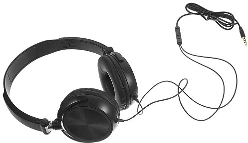 Housoutil Auriculares con Micrófono Diadema Ligera y Plegable Control De Volumen Compatibles con Smartphones Pc y Tabletas Negro