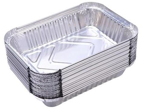 SUBLXPoten Vaschette Alluminio 50 Pezzi teglie raccogli-Grasso for Barbecue, vaschette raccogli-Grasso in Alluminio, Vassoio di Raccolta for griglia(410ML)