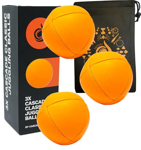 3 x Pro 105g Cascade 8 Panel Thud Juggling Balls & Bag - Set of 3 Juggling Balls (Orange)