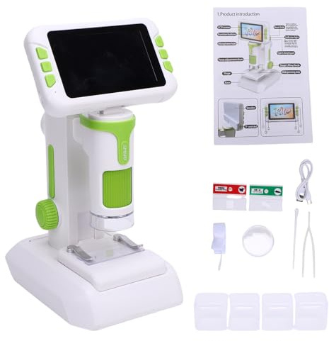 Microscopio para niños 1600X, microscopio Digital de 1100 mAh con Pantalla de 4 Pulgadas 1080P, microscopio portátil de Mano para niños, Kit de Ciencia educativa con Diapositivas