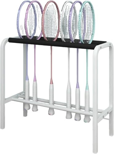Tennisracket Förvaringsställ Sportracket Förvaringsställ Badminton Racket Displayställ Rymmer 15-20 Racketar För Gymnastiksal Tennisklubb, White