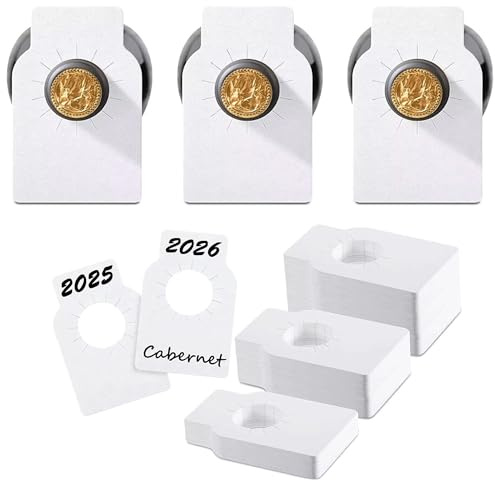 SEABABOO Etichette per Bottiglie di Vino, 100 Pezzi Bianco Etichette Riutilizzabili in Carta Kraft per Vino, Etichettes in Carta Kraft per Cantinette, Marcatura Delle Bottiglie