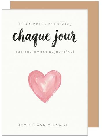 Edition Seidel carte d’anniversaire premium avec enveloppe. Carte de vœux carte double avec message Joyeux anniversaire pour homme femme amis appréciation amour cœur rose (G4156 SW026)