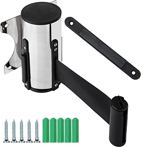LLurAQE LNNW Wall Mount Warning Barrier Retractable Barrier Belt with Inserts and Screws Crowd Control Rope Safety Barriers Crowd Control Wall Barrier(5m)