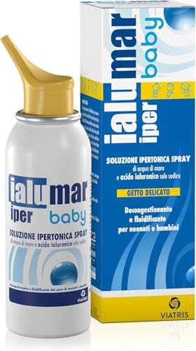 Ialumar Iper Baby, Soluzione Ipertonica Spray con Detto Delicato, a Base di Acido Ialuronico, Decongestionante e Fluidificante per Neonati e Bambini, 100 ml