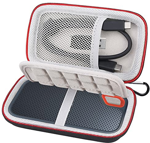 Lacdo Externe Festplattentasche Schutzhülle für SanDisk Extreme Portable Externe SSD SDSSDE61 SDSSDE60 SDSSDE30 250GB 500GB 1TB 2TB 4TB USB-C Eva Stoßfest Wasserdicht Reise Tragen Hülle Case, Schwarz
