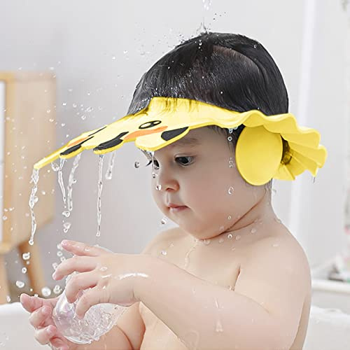 Duschhaube Baby Kleinkinder Shampoo Schutz Verstellbare Shampoo Kappe Faltbare Badekappe Baden Duschen Augenschutz Ohrenschutz Cartoon Badeschutz Wasserdichter Duschhut Kappe für Kinder ab 6 Monaten