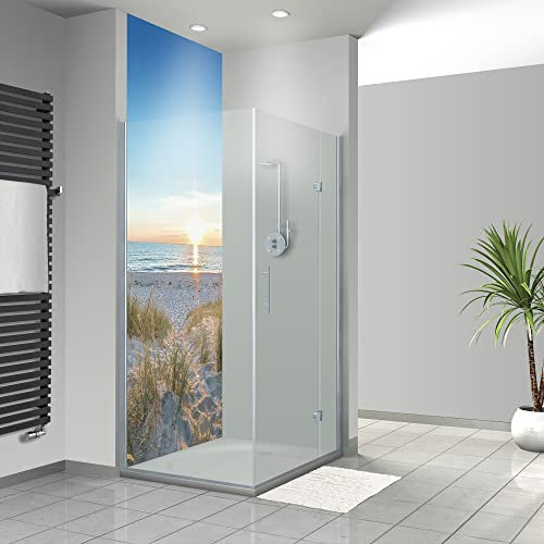 WANDFREUDE individuelle Duschrückwand Aluverbundplatte auf Maß (1 Stück - Küste - Seidenmatt) – Dusche Wandverkleidung Duschwandverkleidung Duschrückwände