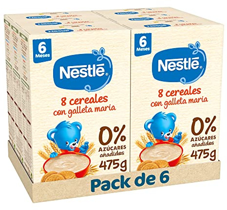 Nestlé Papilla 8 Cereales con Galleta, sin azúcares añadidos, a partir de los 6 meses, 475 g