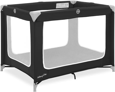 Dream On Me Zoom Portable Playard in Black, Lightweight, Packable and Easy Setup Baby Playard, Breathable Mesh Sides and Soft Fabric - Comes with a Removable Padded Mat