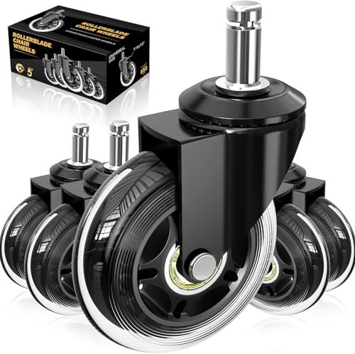 Bürostuhl Rollen 5er Set,Rollen für Bürostühle 11mm x 22mm,Universal Hartbodenrollen für Bürostuhl Stuhlrollen Ersetzen Bodenschutzmatte,Kratzerfrei Glattes Leises Gleiten Gummirollen Bürostuhl