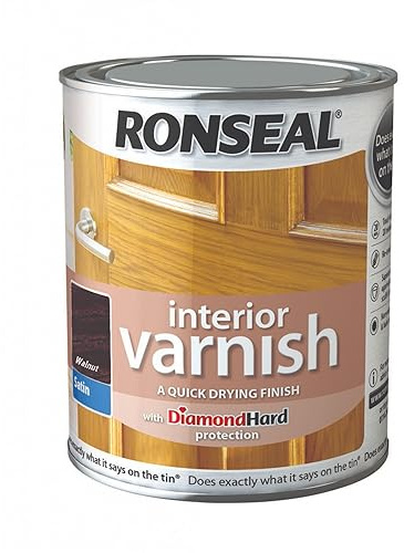 SAVING HUB Interior Varnish Satin Paint Tin - Suitable for Doors, Windows, Joinery and Furniture - Diamond Hard Protection Quick Drying Finish Paint (750ml, Walnut)