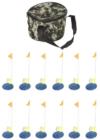 6 Pack Ice Fishing Tip Ups, Flag Indicator with Storage Bag Ice Fishing Flags for Winter Anglers and Outdoor Enthusiasts