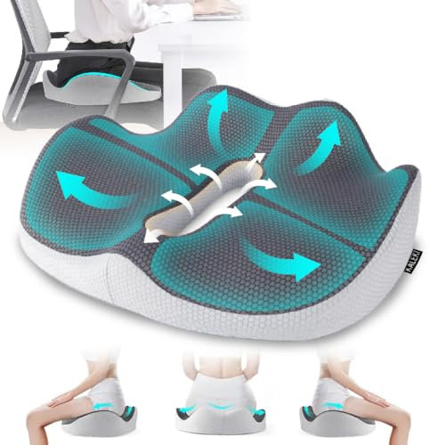 Kaleki Cojin Coxis de Espuma Memoria Portátil - Cojines para Sillas Oficina Gaming- Cojin Antiescaras Silla Oficina- Cojin Asiento Coche Lumbar hemorroides
