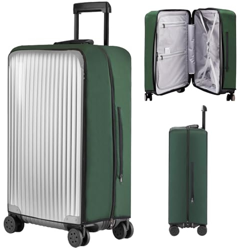 Veki Funda Maleta de Viaje Elástica, Cubierta de Maleta Protector de Equipaje Transparente, Impermeable Funda Protectora para Equipaje Maleta, Protector de Maletas Antipolvo (Verde Oscuro, 22pulgadas)