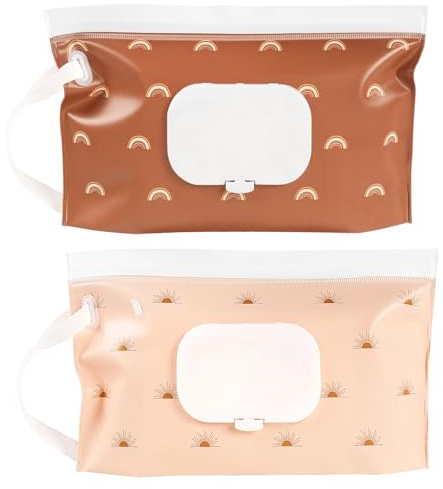 SANNIX Sacchetto di salviettine umidificate per neonati, confezione da 2 salviettine umidificate, sacchetto di salviettine umidificate per bambini in viaggio, sacchetto di salviettine umidificate
