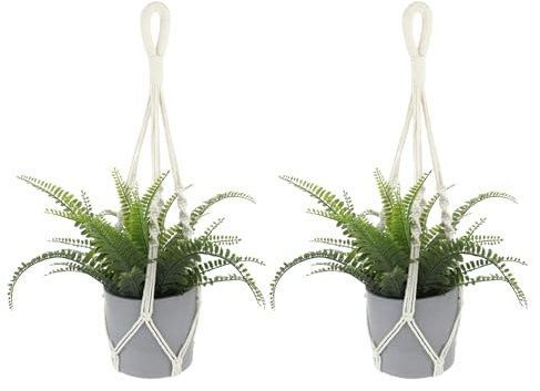 Sliverdew 2 Stück Blumenampel Hängend Innen, Hängeampel Boho Deko Set Baumwollseil Hängeampeln Boho Pflanzenaufhänger Zimmer Deko Aesthetic Hängetopf für Decken, Balkone, Terasse, Fenster, Garten