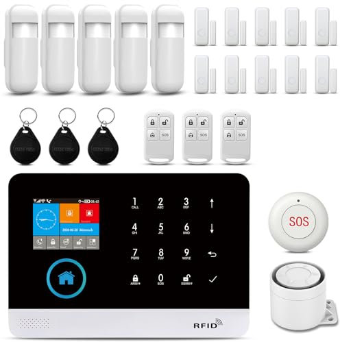 XNH Allarme Casa senza Fili,Kit Allarme Casa senza Fili con Sirena Allarme 120dB, Telecomando Intelligente, Invite vocale, Display LCD, Sicurezza per la Casa, Ufficio(X103-EU-2G-F)
