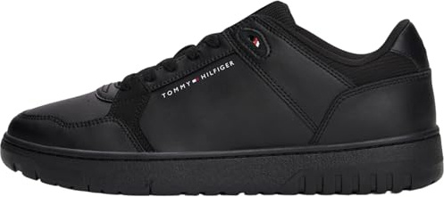 Tommy Hilfiger Herren Basketball Sneaker aus Leder, Schwarz (Black), 42