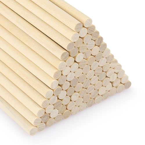 SOSMAR 100 Stück Holzstäbe Rund 5mm Holzstäbchen zum Basteln 30cm Länge Birkenholz Holzleisten zum Basteln Bastelholz Stäbe runde Bastelhölzer für Modellbau DIY Handwerk
