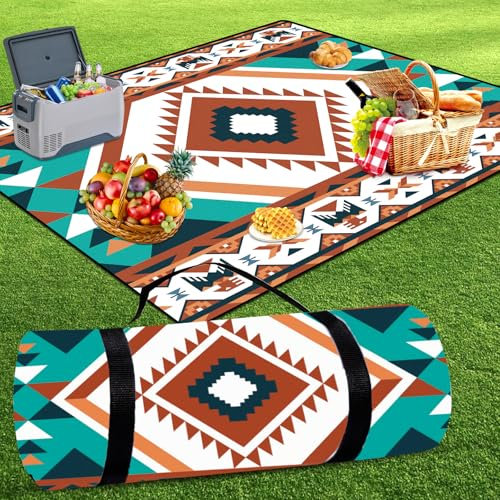 SaiXuan Picknickdecke 200x200cm Wasserdicht und Isoliert – Strandmatte für 4–6 Personen, Outdoor Campingdecke, Faltbare Decke mit Tragetasche, Weiche Oberfläche & Aluminiumbeschichtung