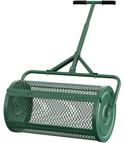 VELPAX Esparcidor de Abono para Césped 48 L, Multiusos，Esparcidor de Semillas de Cesta de Malla Metálica, Dispensador Compost con Asa,para Fertilizantes de Césped ，61 x 32 x 120 cm