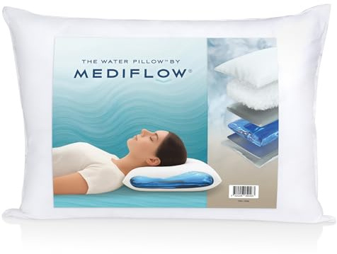 Mediflow Cuscino ad acqua Down Alternative - Regolabile per alleviare il dolore al collo, per chi dorme su un fianco, sulla schiena e a pancia in giù, l'inventore del cuscino ad acqua (50 x 70 cm)